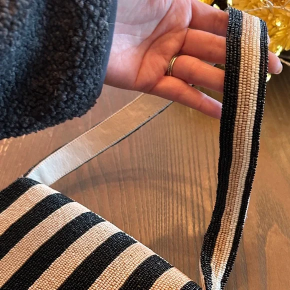 Anthropologie Fiona beaded bag- Neutral Stripe - Picture 3 of 12